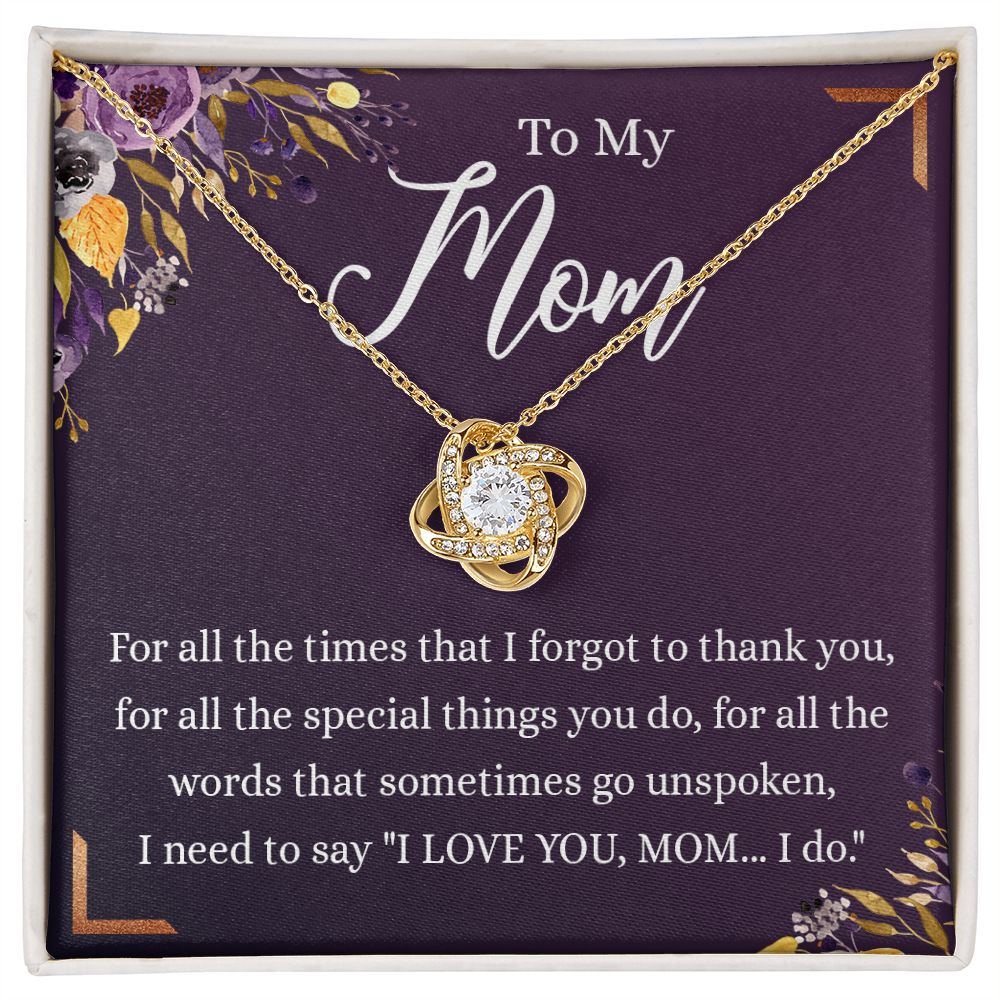 To My Mother Gift Necklace To Mom, Mother, Mommy, Momma from Child Special Mother Gift for Birthday Mothers Day Retriment Anniversary Hoiday Present for Mom Love Knot Necklace for Women from Daughter or Son