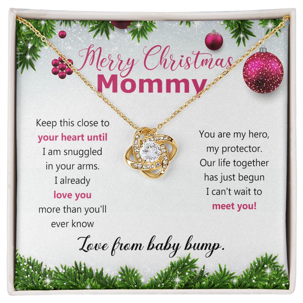 Mommy To Be Merry Christmas Present Necklace From Baby Bump First time mommy Love Knot Necklace Set Gift for Mommy
