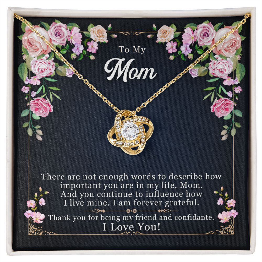 To My Mom Necklace Pendant Gift From Daughter Thank You For Being My Friend And Confidant With Message Card Gift For Mom Love Knot Necklace for Mom