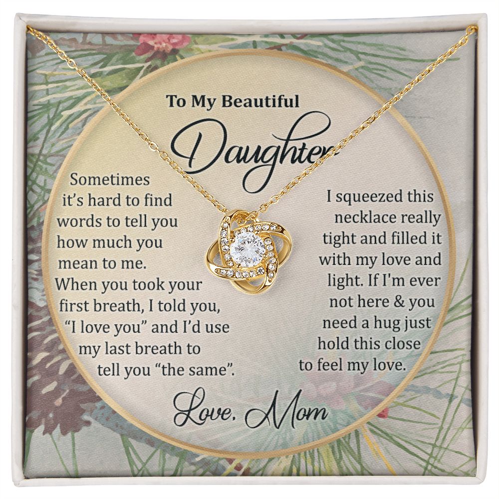 To My Daughter Necklace Love Knot Necklace Gift for Daughter from Mom Birthday Gift Daughter Necklace for Teen Girl Christmas Daughter Necklace Gift from Mom Mother Daughter Necklace Jewelry Gift for Daughter