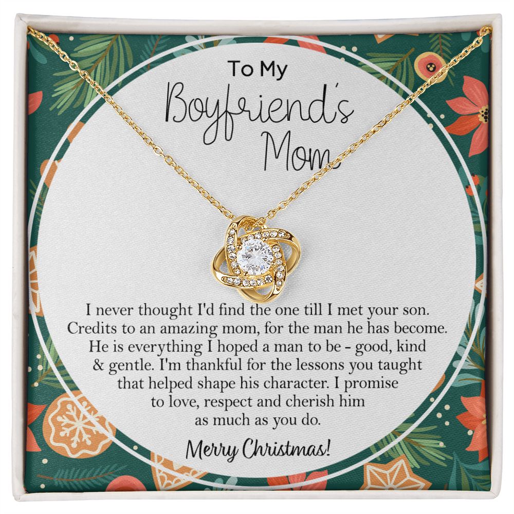 To My Boyfriend's Mom Gift Necklace for Women Christmas Gift for Daughter in law Love Knot Necklace Set Gift for Boyfriend Mom