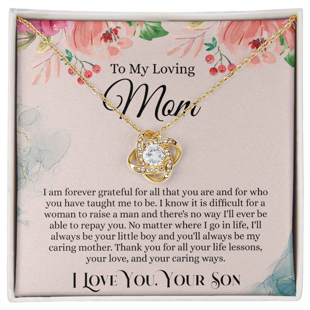 To My Loving Mom Necklace, Mom Gift From Son, Mom Necklace, Gift For Mom From Son, Mom Mother's Day Gift From Son, Mom Birthday Gift From Son, To My Mom Gift, Love Knot Necklace for Women