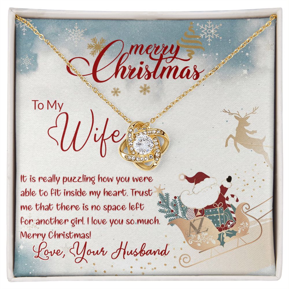 Merry Christmas for Wife, Gift for Wife on Christmas, Husband Wife Christmas Gift, Necklace for Wife, Wife Christmas Jewelry Love Knot Necklace set Gift for Wife