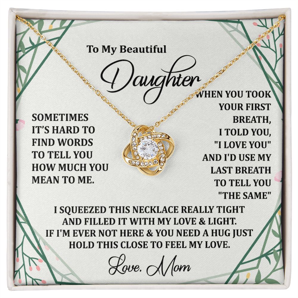To My Daughter Necklace Love Knot Necklace Gift for Daughter from Mom Birthday Gift Daughter Necklace for Teen Girl Christmas Daughter Necklace Gift from Mom Jewelry Gift for Daughter Mother Daughter Necklace