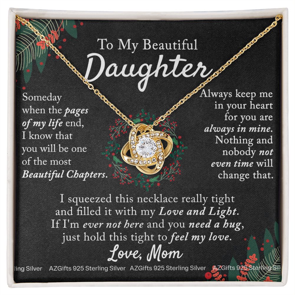 To My Daughter Necklace for Christmas Birthday Gift for Daughter from Mom Daughter Gift from Mom Mother to Daughter Necklace Pendant Birthday Jewelry Gift for Christmas Xmas Love Knot Necklace for Daughter