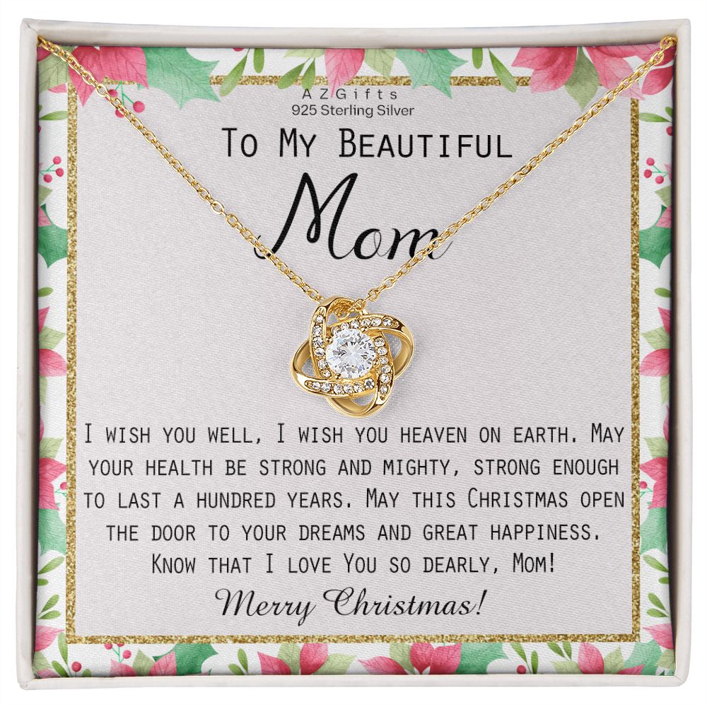 Mom Christmas Gift from Daughter or Son Love Knot Necklace Jewelry Gift Box for Mom Merry Christmas Present for Mother Love Knot Necklace Set Gift for Mom