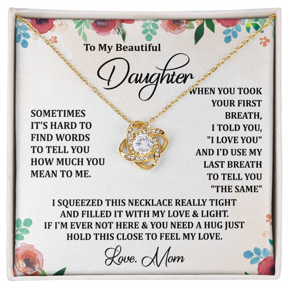 To My Daughter Necklace Love Knot Necklace Gift for Daughter from Mom Christmas Daughter Necklace Gift from Mom Birthday Gift Daughter Necklace for Teen Girl Jewelry Gift for Daughter Mother Daughter Necklace