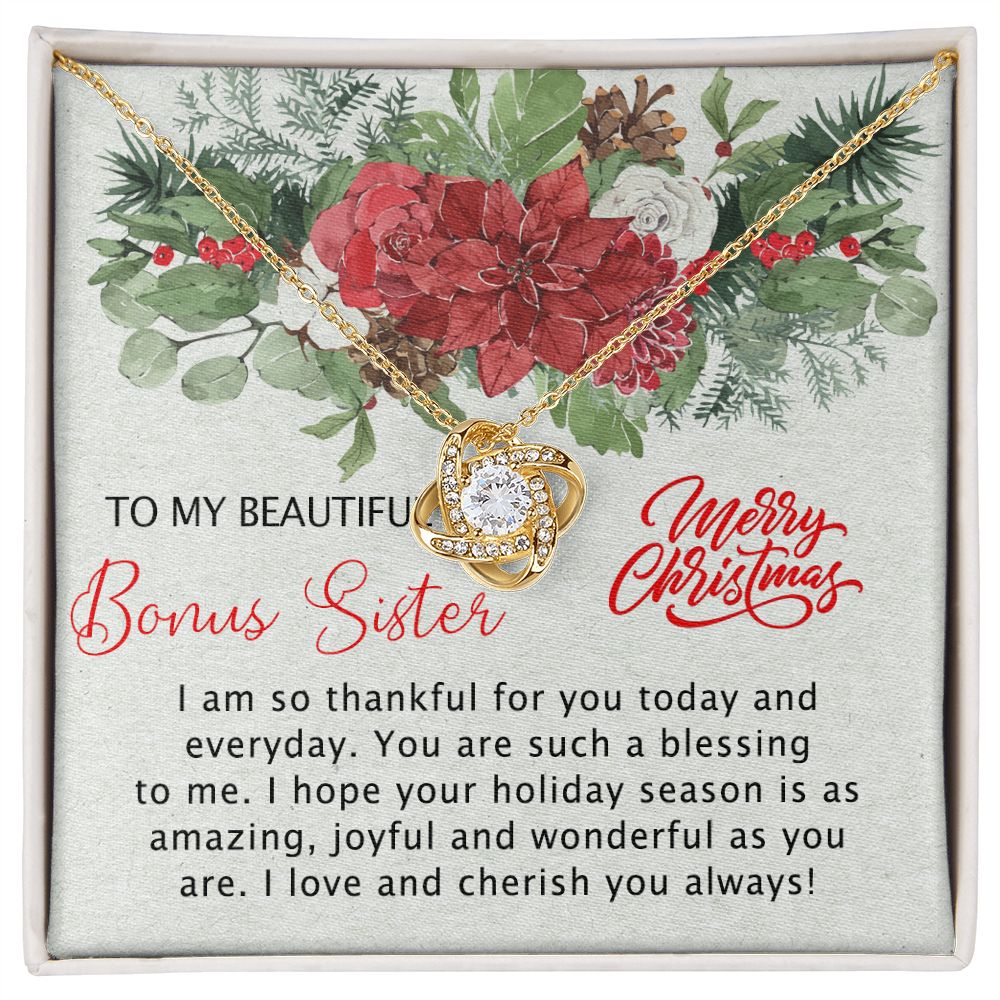 To My Bonus Sister Necklace Gift for Sisters Christmas Necklace for Stepsister Half-sister Best Friend Friends Christmas Pendant Gift Necklace for Her Girls Women