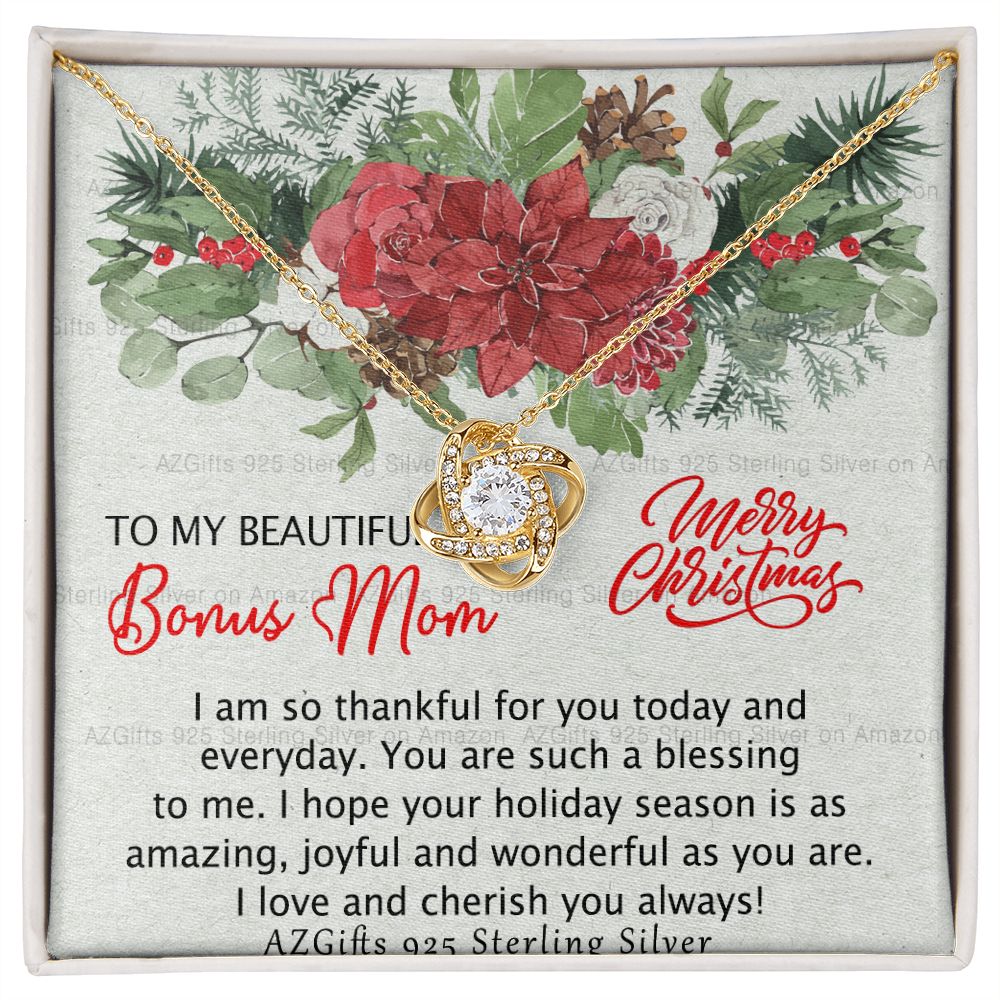 To My Bonus Mom Necklace from Bonus Daughter Christmas Necklace from Bonus Daughter to Stepmother Bonus Mother Mother in Law Second Mom Christmas Present for Women