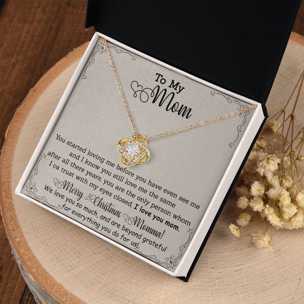 To My Mom Necklace from Daughter Love Knot Necklace Mother Daughter Necklace Gifts For Mom Birthday Christmas Mothers Day Present To My Mom Jewelry Pendant Message Card Gift Box