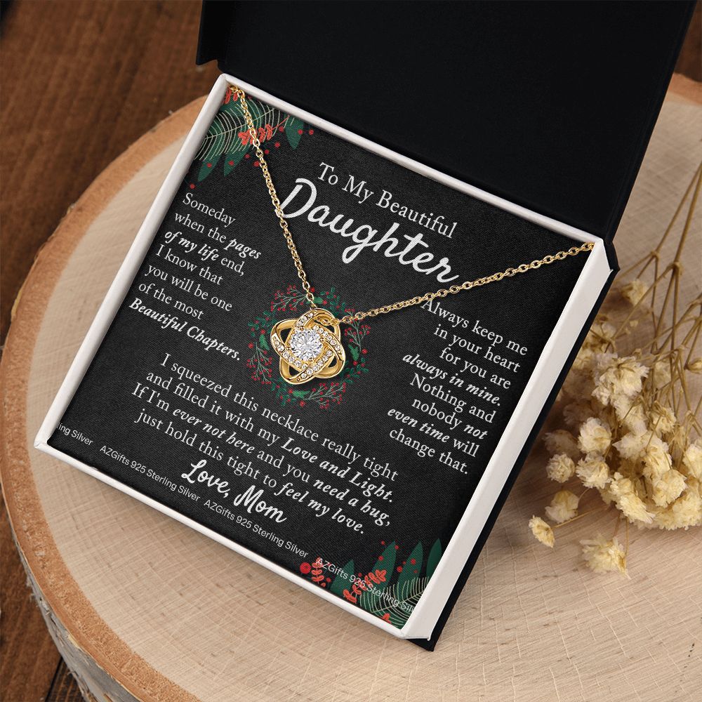 To My Daughter Necklace for Christmas Birthday Gift for Daughter from Mom Daughter Gift from Mom Mother to Daughter Necklace Pendant Birthday Jewelry Gift for Christmas Xmas Love Knot Necklace for Daughter