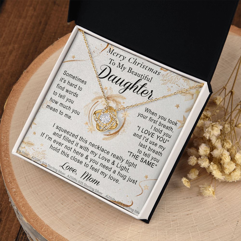 To My Daughter Necklace from Mom Merry Christmas for Daughter from Mother Daughter Christmas Necklace from Mom Daughter Necklace for Xmas Holiday Gifts