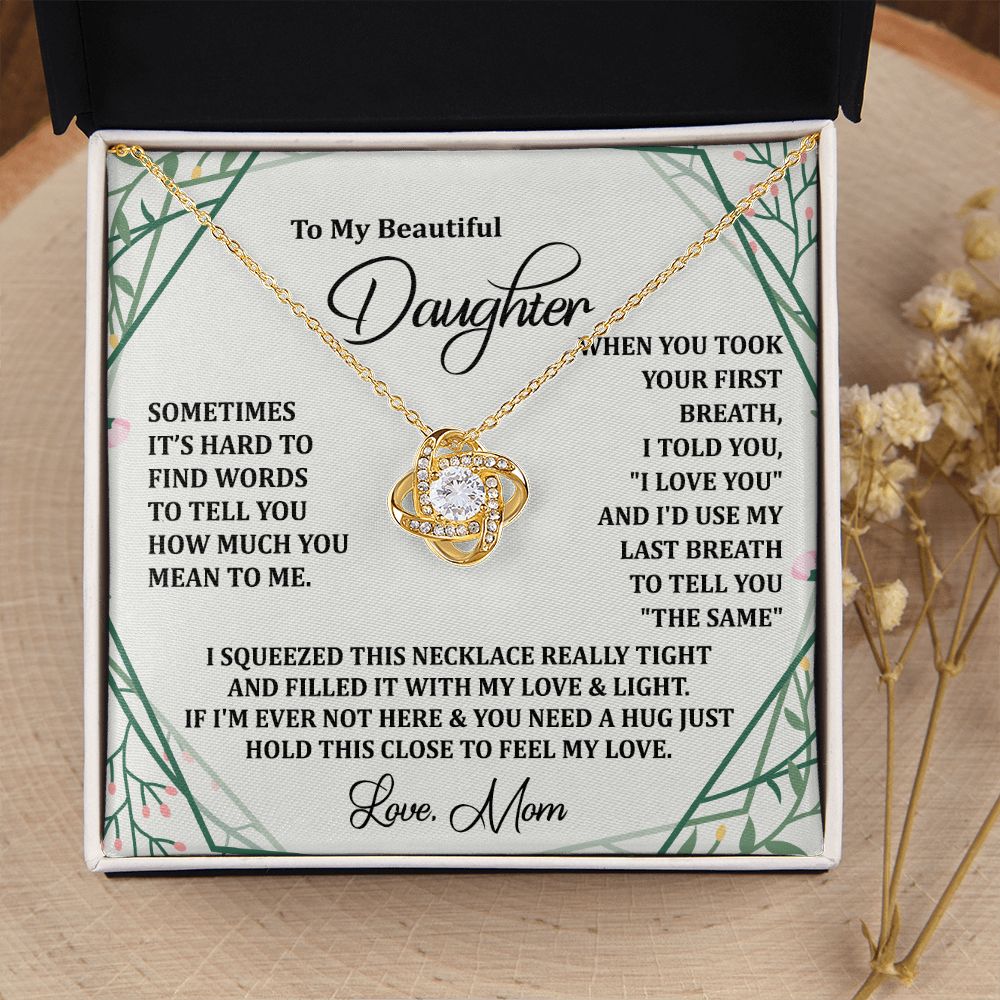 To My Daughter Necklace Love Knot Necklace Gift for Daughter from Mom Birthday Gift Daughter Necklace for Teen Girl Christmas Daughter Necklace Gift from Mom Jewelry Gift for Daughter Mother Daughter Necklace