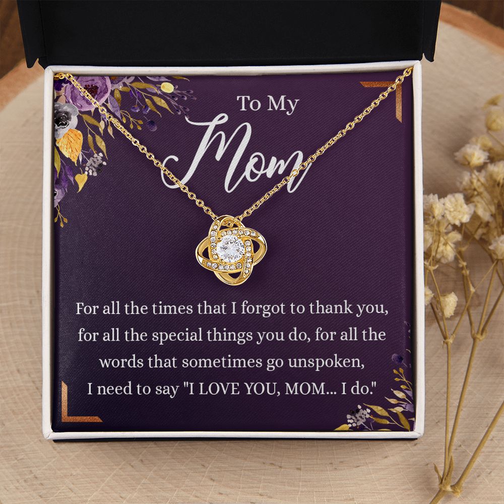 To My Mother Gift Necklace To Mom, Mother, Mommy, Momma from Child Special Mother Gift for Birthday Mothers Day Retriment Anniversary Hoiday Present for Mom Love Knot Necklace for Women from Daughter or Son