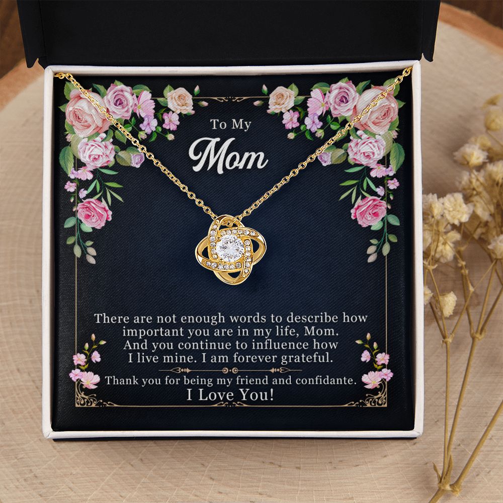 To My Mom Necklace Pendant Gift From Daughter Thank You For Being My Friend And Confidant With Message Card Gift For Mom Love Knot Necklace for Mom