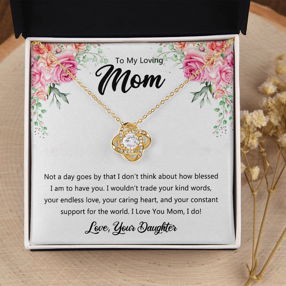 To My Loving Mom Necklace, Necklace for Mother, Daughter Gift For Mom, Present For Mom, Mother Gifts from Son or Daughter, Jewelry Gift for Mothers Day, Birthday Gift for Mother, Moms Love Knot Necklace for Mom