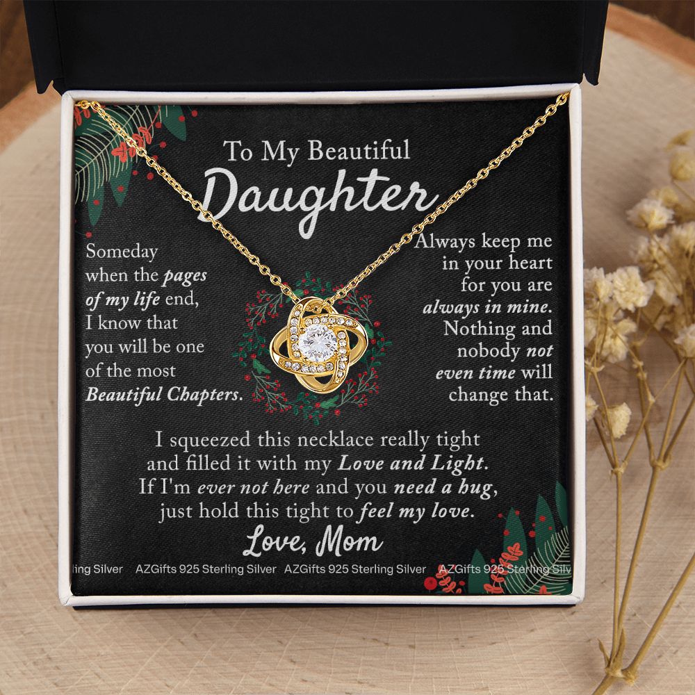 To My Daughter Necklace for Christmas Birthday Gift for Daughter from Mom Daughter Gift from Mom Mother to Daughter Necklace Pendant Birthday Jewelry Gift for Christmas Xmas Love Knot Necklace for Daughter