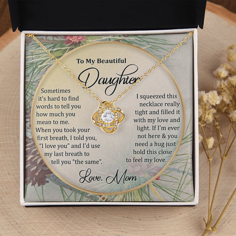 To My Daughter Necklace Love Knot Necklace Gift for Daughter from Mom Birthday Gift Daughter Necklace for Teen Girl Christmas Daughter Necklace Gift from Mom Mother Daughter Necklace Jewelry Gift for Daughter