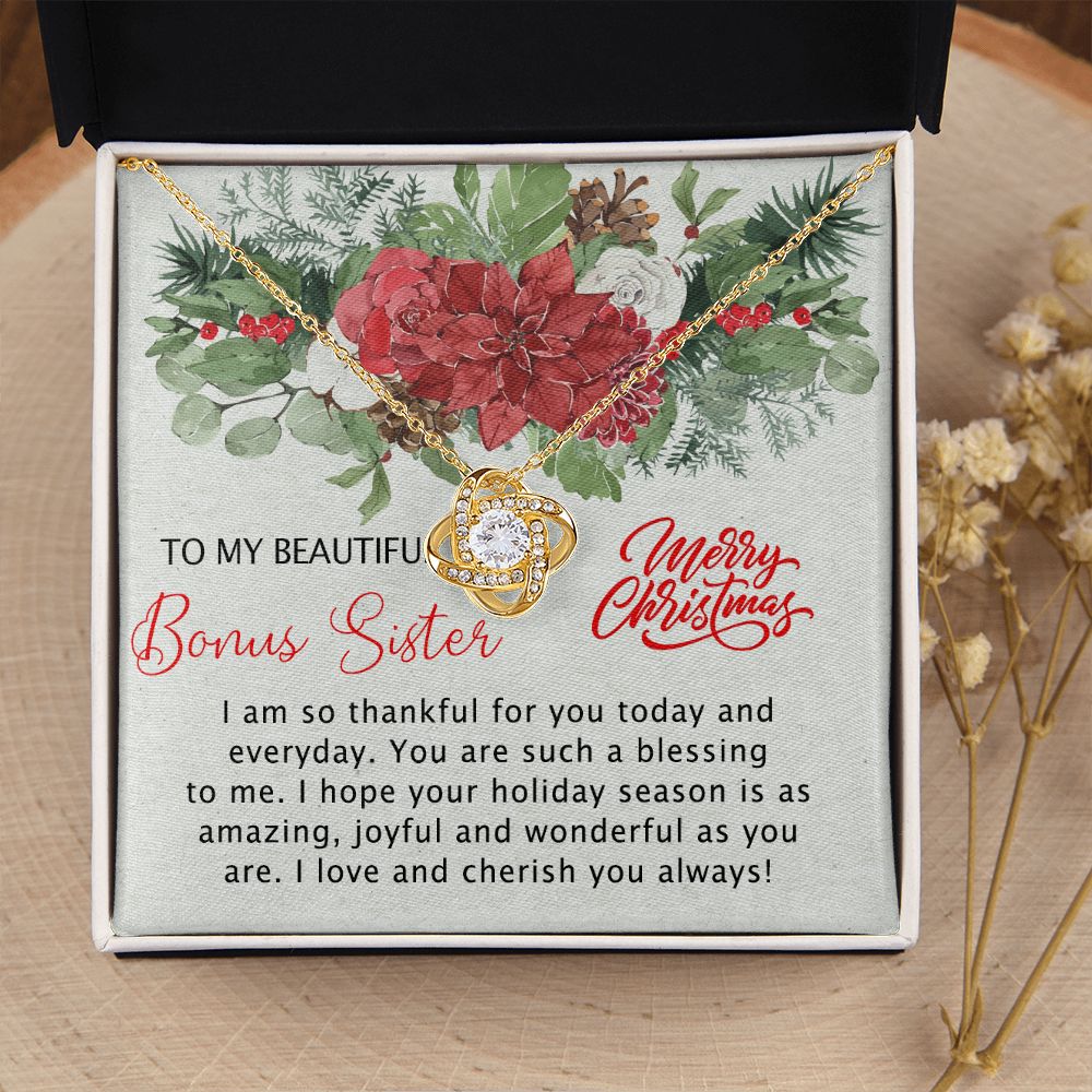 To My Bonus Sister Necklace Gift for Sisters Christmas Necklace for Stepsister Half-sister Best Friend Friends Christmas Pendant Gift Necklace for Her Girls Women