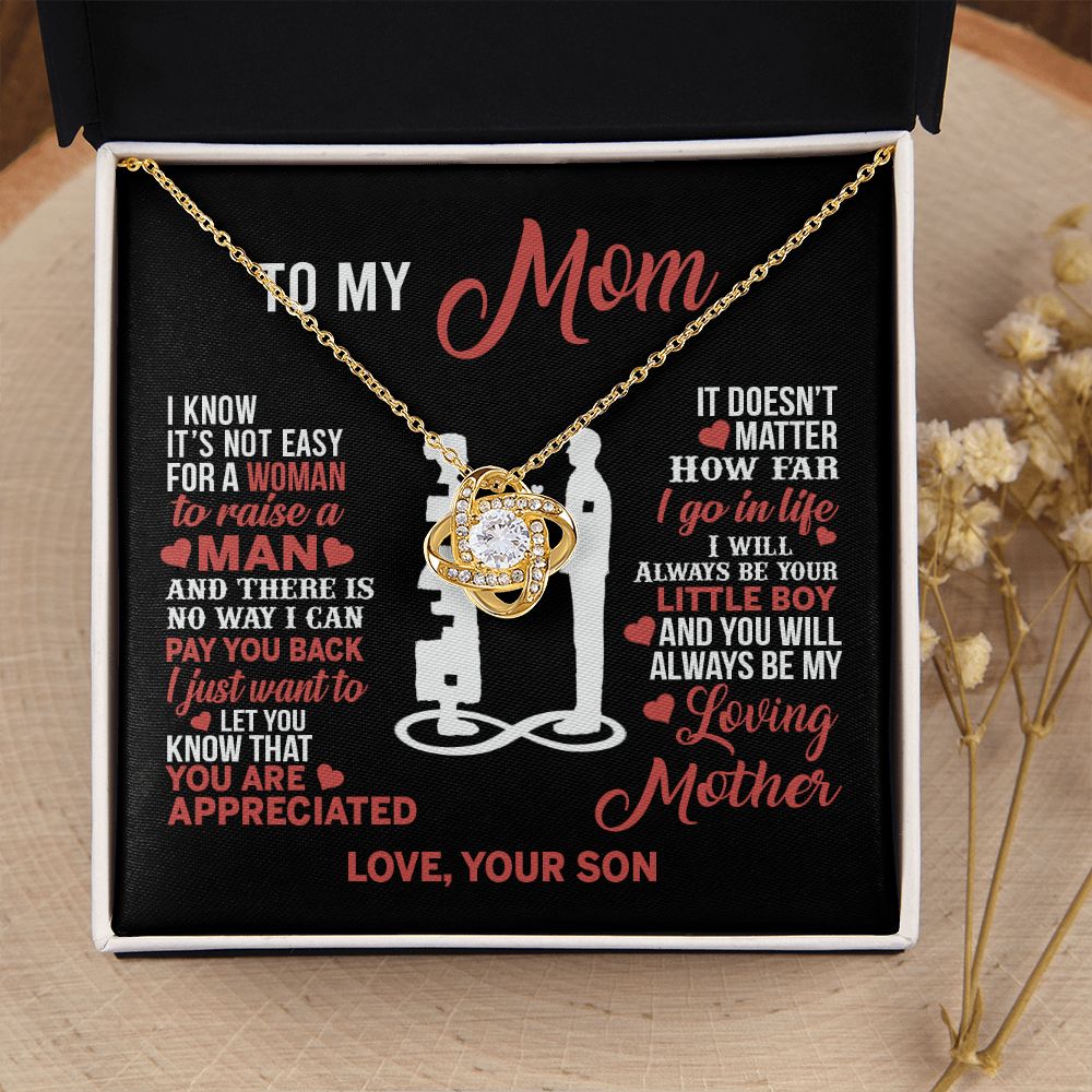 Mom Necklace Mothers Day Gift From Son To My Mom Necklace from Son Love Knot Necklace Gift Mom