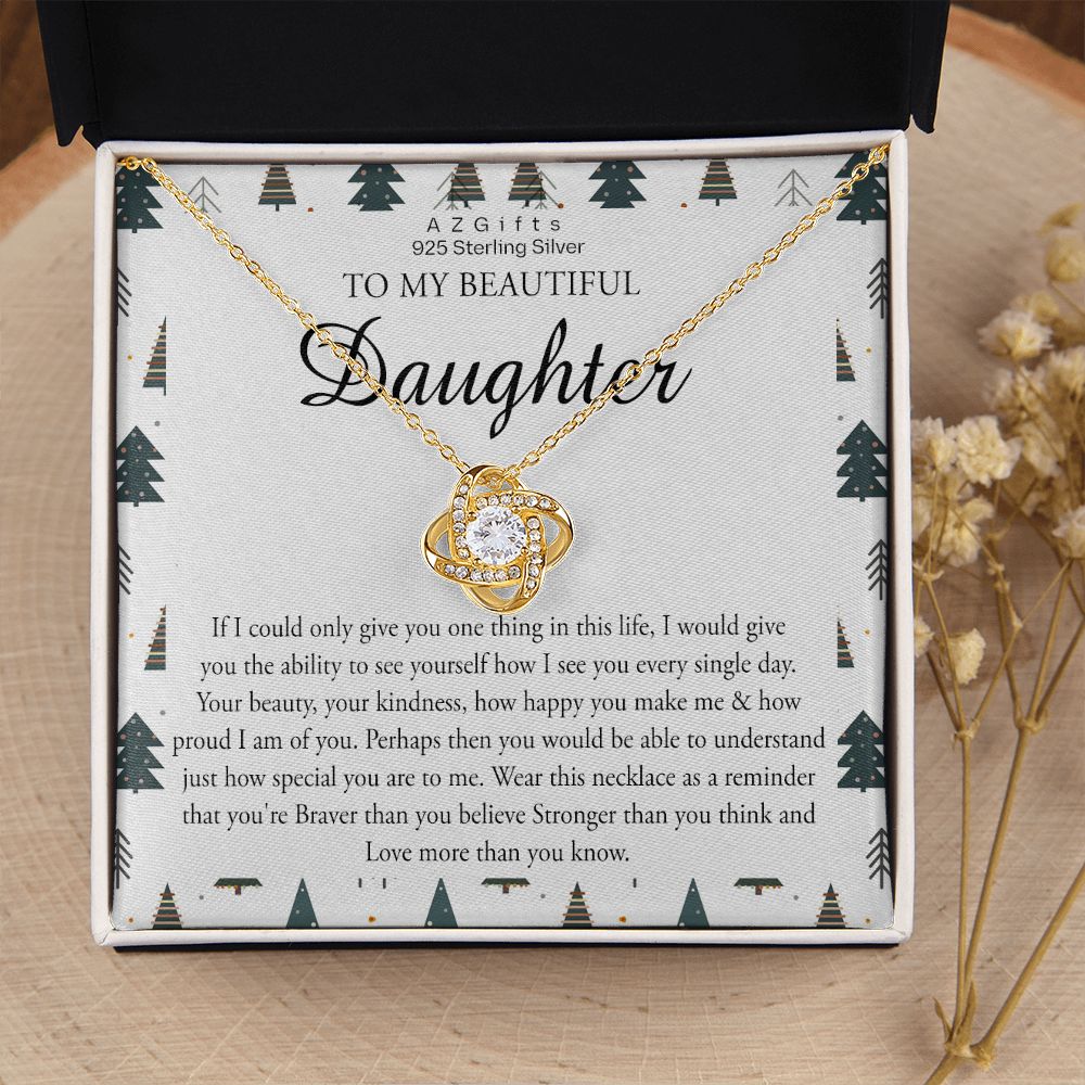 To My Beautiful Daughter Christmas Necklace Gift from Mom Daughter Birthday Gift from Mother to Daughter Gift Personalized Daughter Gift from Mom Daughter Jewelry for Girls Love Knot Necklace set gift for daughter