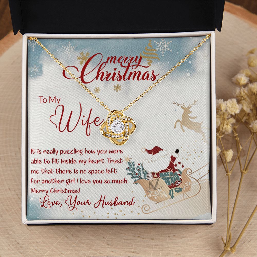 Merry Christmas for Wife, Gift for Wife on Christmas, Husband Wife Christmas Gift, Necklace for Wife, Wife Christmas Jewelry Love Knot Necklace set Gift for Wife