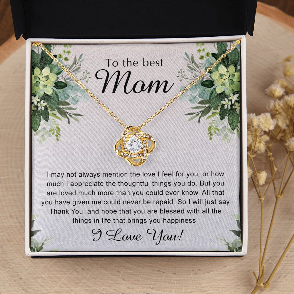 To My Best Mom Necklace, Necklace for Mother, Daughter Gift For Mom, Present For Mom, Mother Gifts from Son or Daughter, Jewelry Gift for Mothers Day, Birthday Gift for Mother, Love Knot Necklace for Mom