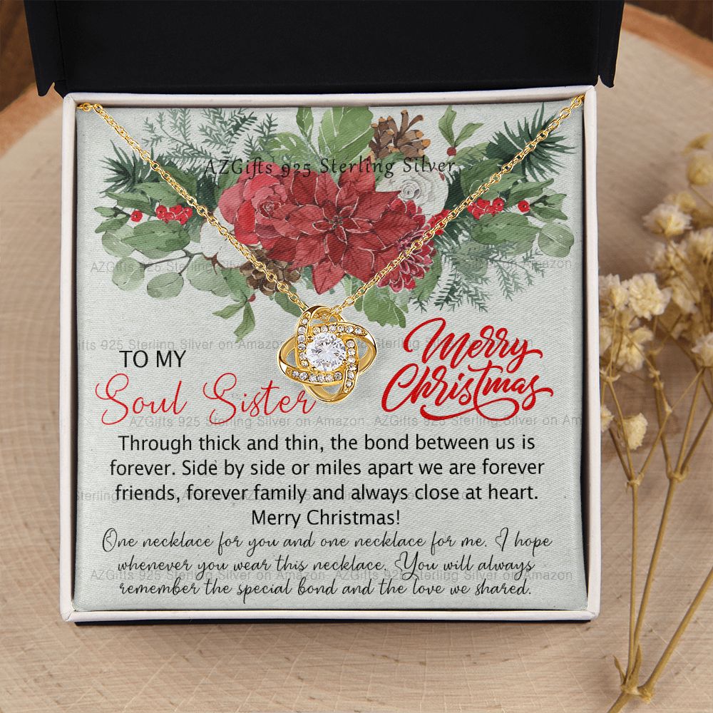 Personalized Necklace Gift To My Soul Sisters Necklace Unbiological Sister Gift from Friends to Big Little Sorority Sister in Law Christmas Day Gift Idea for Her Necklace for Women Love Knot Necklace Set gift for Sister