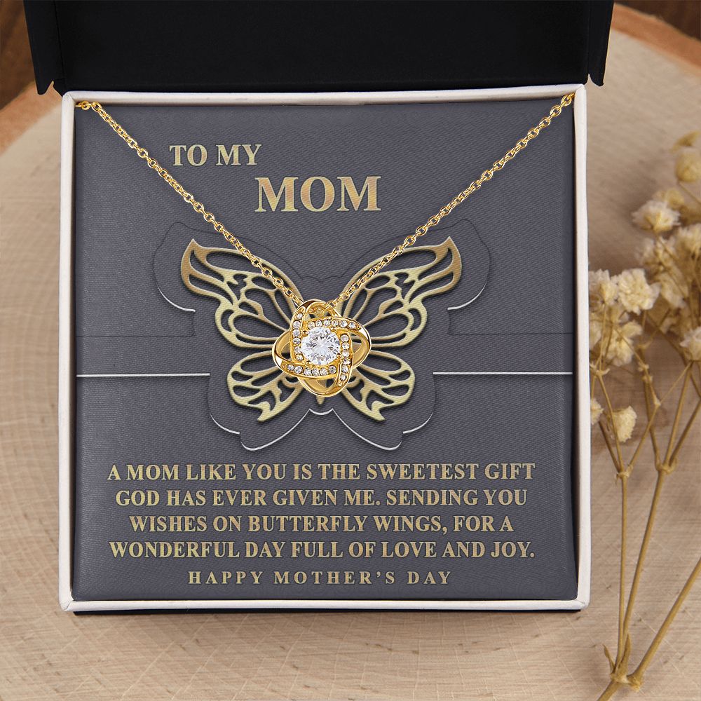 To My Mom Necklace, Love Knot Necklace for Mother, Daughter Gift For Mom, Present For Mom, Mother Gifts from Son or Daughter, Jewelry Gift for Mothers Day, Birthday Gift for Mother, Moms
