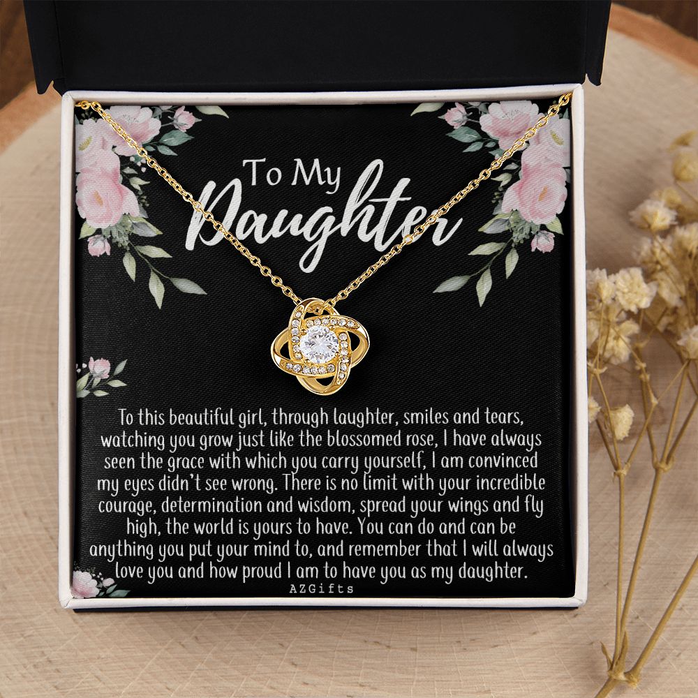 To My Daughter Necklace Love Knot Necklace Gift for Daughter from Mom Mother Daughter Necklace Jewelry Gift for Daughter Christmas Daughter Necklace Gift from Mom Birthday Gift Daughter Necklace for Teen Girl