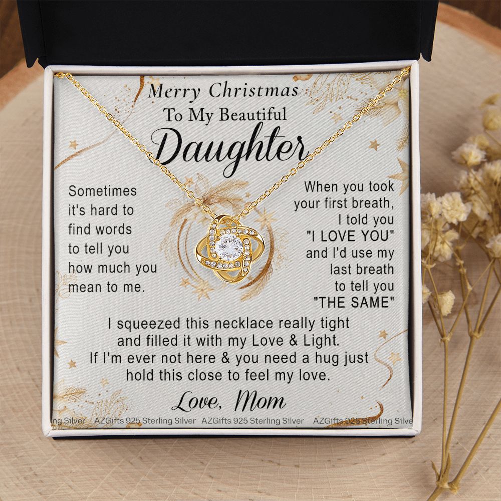 To My Daughter Necklace from Mom Merry Christmas for Daughter from Mother Daughter Christmas Necklace from Mom Daughter Necklace for Xmas Holiday Gifts