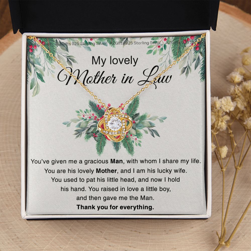 Mother in Law necklace wedding gift from Bride, mother in law thank you gift from bride, Necklace for Women Love Knot Necklace Set Gift for Mother in law
