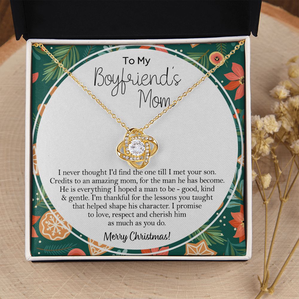 To My Boyfriend's Mom Gift Necklace for Women Christmas Gift for Daughter in law Love Knot Necklace Set Gift for Boyfriend Mom
