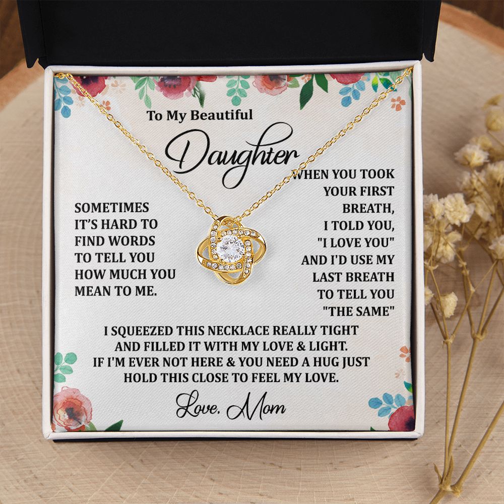 To My Daughter Necklace Love Knot Necklace Gift for Daughter from Mom Christmas Daughter Necklace Gift from Mom Birthday Gift Daughter Necklace for Teen Girl Jewelry Gift for Daughter Mother Daughter Necklace