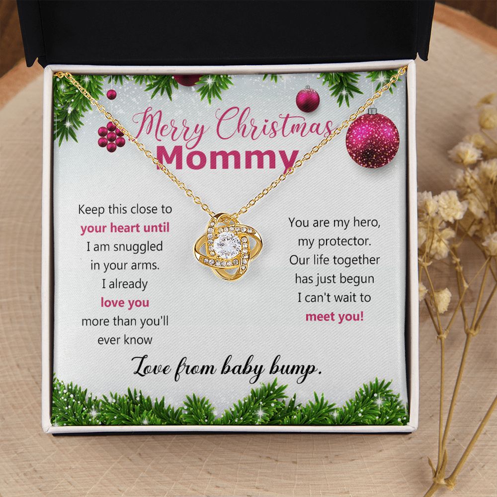 Mommy To Be Merry Christmas Present Necklace From Baby Bump First time mommy Love Knot Necklace Set Gift for Mommy