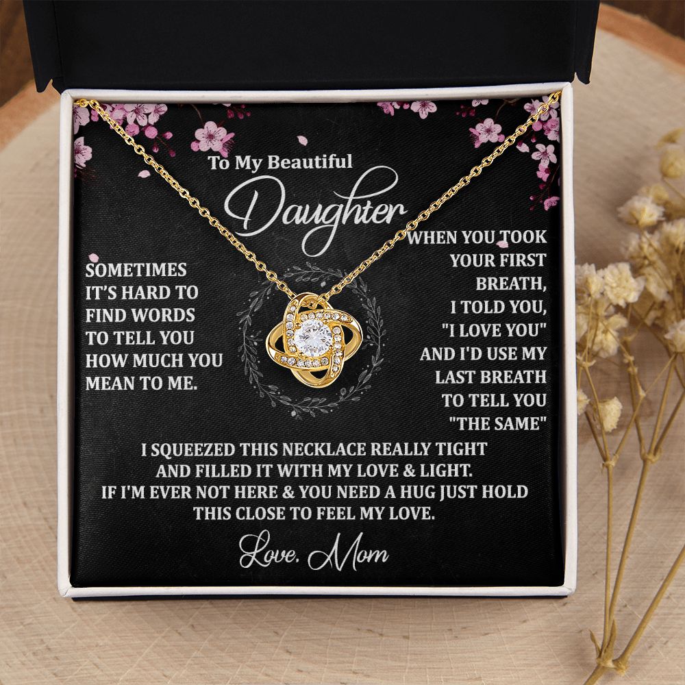 To My Daughter Necklace Love Knot Necklace Gift for Daughter from Mom Jewelry Gift for Daughter Birthday Gift Daughter Necklace for Teen Girl Mother Daughter Necklace Christmas Daughter Necklace Gift from Mom