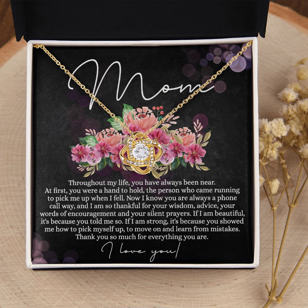 To My Mom Necklace, Mom Gifts, Mom Jewelry Box, Necklace for Mom, Gifts for Mom, Mother's Day Necklace Jewelry Gift For Mom, Birthday Gift For Mom, Thank you Mom Gift Love Knot Necklace for Mom