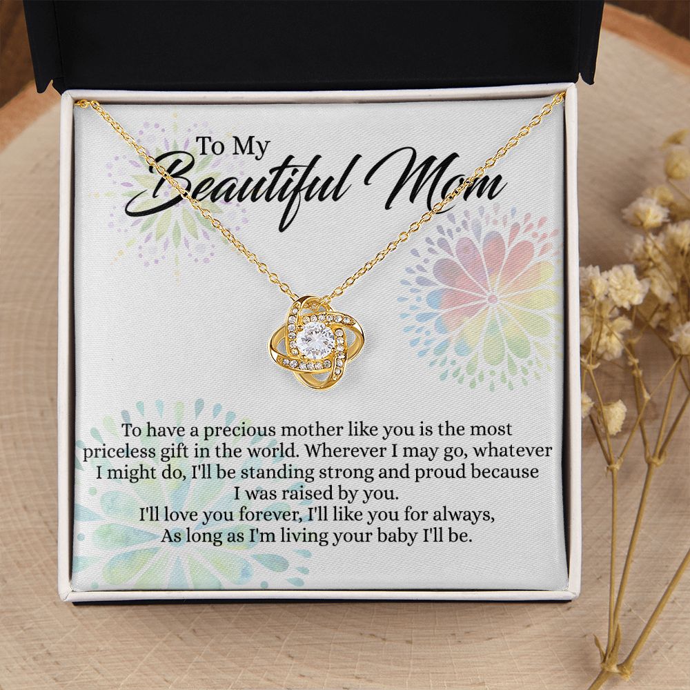 To My Mom Necklace, Mom Gifts, Mom Jewelry Box, Necklace for Mom, Gifts for Mom, Mother's Day Necklace Jewelry Gift For Mom, Birthday Gift For Mom, Thank you Mom Gift Love Knot Necklace for Mom