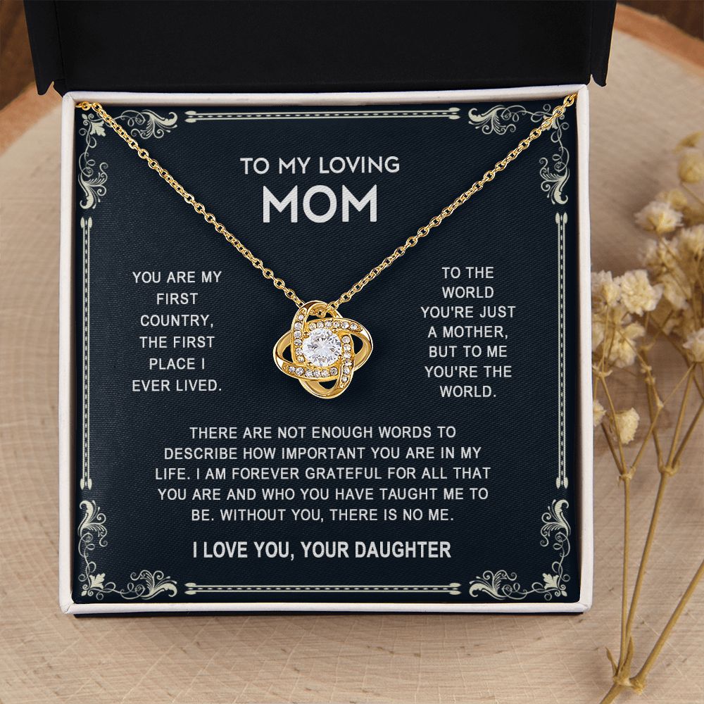 To My Loving Mom Necklace from Daughter, Love Knot Necklace for Mother, Daughter Gift For Mom, Present For Mom, Mother Gifts from Son or Daughter, Jewelry Gift for Mothers Day, Birthday Gift for Mother, Moms
