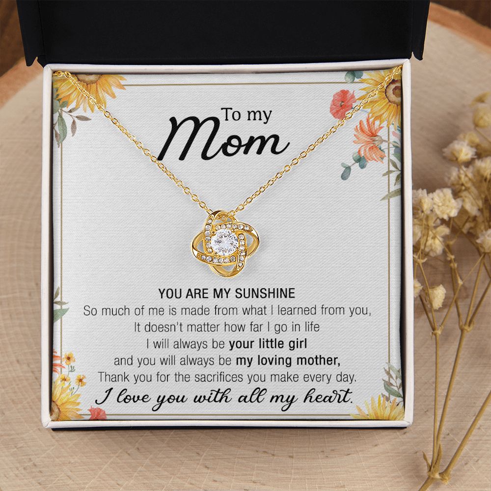To My Mother Gift Necklace To Mom, Mother, Mommy, Momma from Child Special Mother Gift for Birthday Mothers Day Anniversary Hoiday Present for Mom Love Knot Necklace for Women