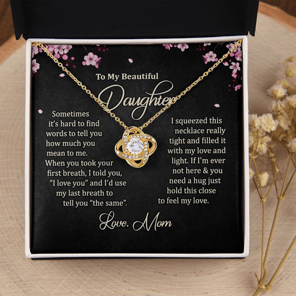 To My Daughter Necklace Love Knot Necklace Gift for Daughter from Mom Mother Daughter Necklace Christmas Daughter Necklace Gift from Mom Jewelry Gift for Daughter Birthday Gift Daughter Necklace for Teen Girl