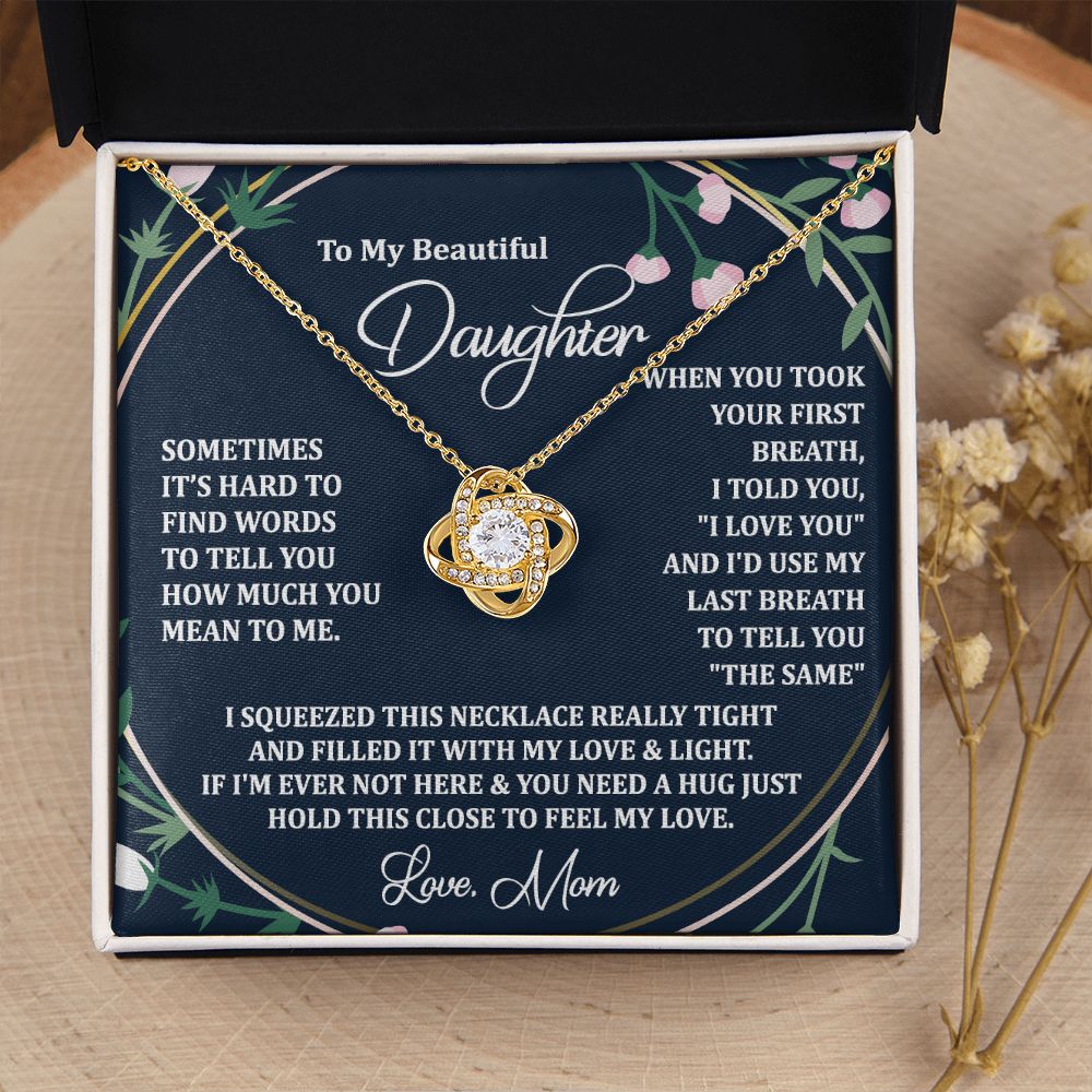 To My Daughter Necklace Love Knot Necklace Gift for Daughter from Mom Christmas Daughter Necklace Gift from Mom Birthday Gift Daughter Necklace for Teen Girl Mother Daughter Necklace Jewelry Gift for Daughter