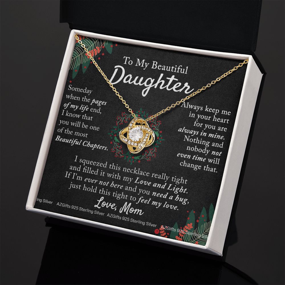 To My Daughter Necklace for Christmas Birthday Gift for Daughter from Mom Daughter Gift from Mom Mother to Daughter Necklace Pendant Birthday Jewelry Gift for Christmas Xmas Love Knot Necklace for Daughter