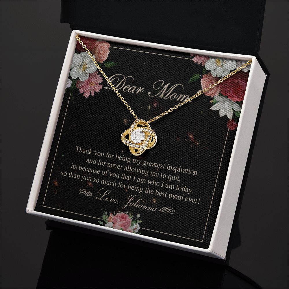 To My Mom Necklace, Gift For Mom On Mother's Day Thank You Mom Gifts From Kids Mom Julianna Love Knot Necklace for Mom fromDaughter or Son