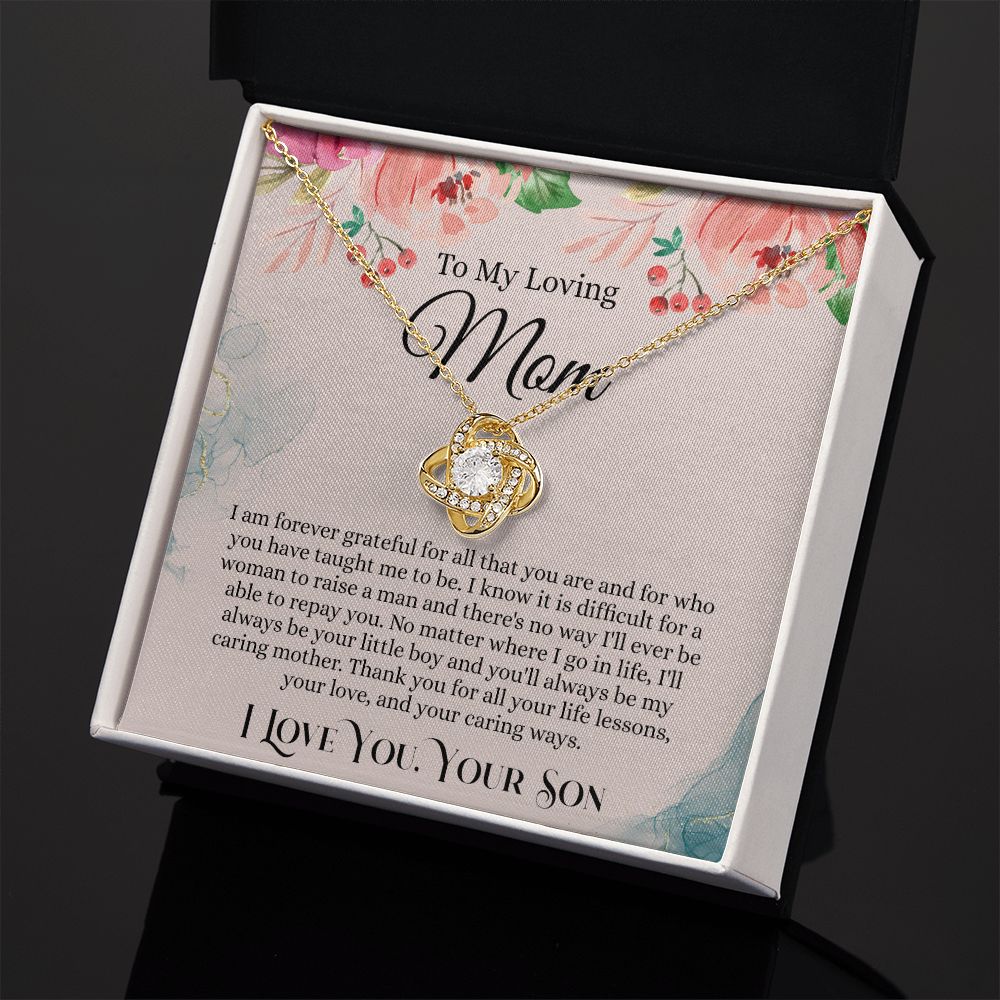 To My Loving Mom Necklace, Mom Gift From Son, Mom Necklace, Gift For Mom From Son, Mom Mother's Day Gift From Son, Mom Birthday Gift From Son, To My Mom Gift, Love Knot Necklace for Women