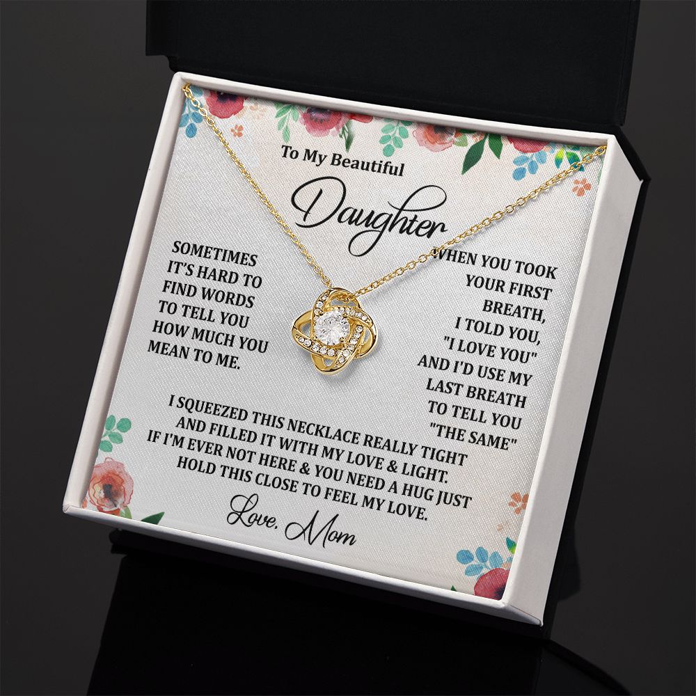 To My Daughter Necklace Love Knot Necklace Gift for Daughter from Mom Christmas Daughter Necklace Gift from Mom Birthday Gift Daughter Necklace for Teen Girl Jewelry Gift for Daughter Mother Daughter Necklace