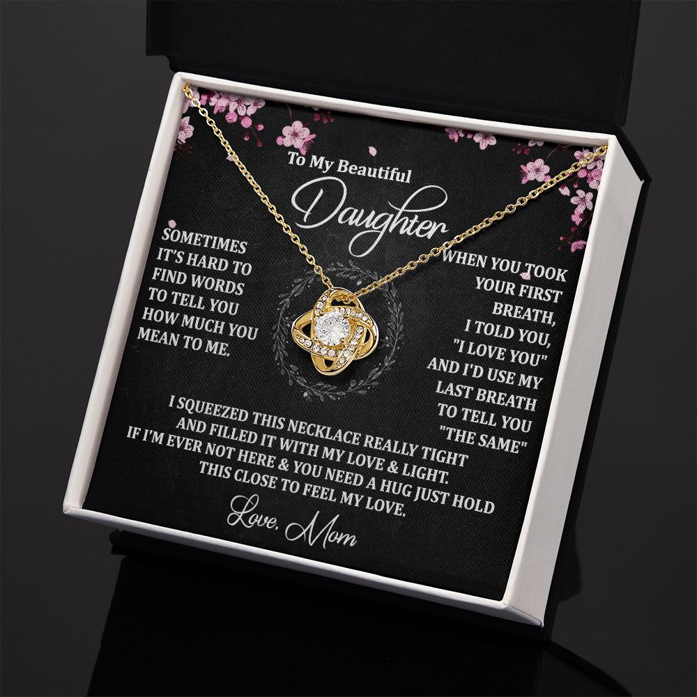 To My Daughter Necklace Love Knot Necklace Gift for Daughter from Mom Jewelry Gift for Daughter Birthday Gift Daughter Necklace for Teen Girl Mother Daughter Necklace Christmas Daughter Necklace Gift from Mom