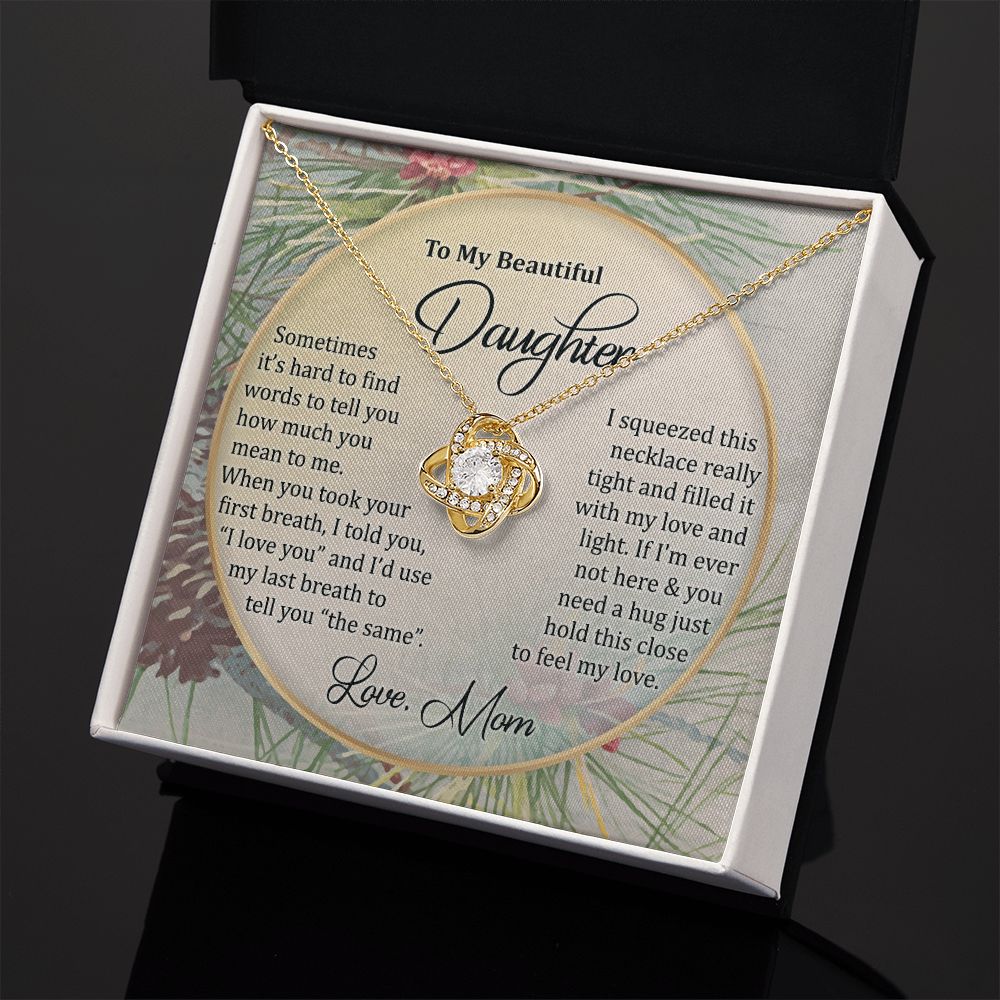 To My Daughter Necklace Love Knot Necklace Gift for Daughter from Mom Birthday Gift Daughter Necklace for Teen Girl Christmas Daughter Necklace Gift from Mom Mother Daughter Necklace Jewelry Gift for Daughter