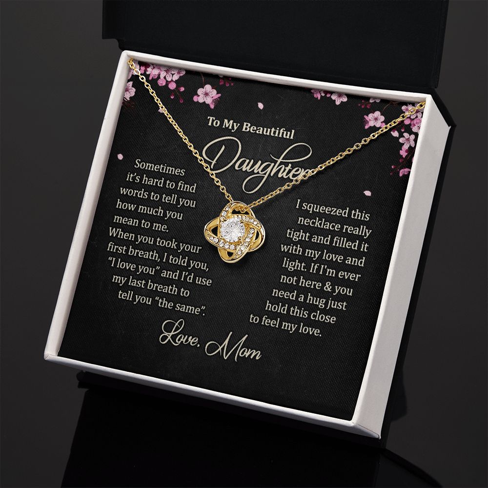 To My Daughter Necklace Love Knot Necklace Gift for Daughter from Mom Mother Daughter Necklace Christmas Daughter Necklace Gift from Mom Jewelry Gift for Daughter Birthday Gift Daughter Necklace for Teen Girl