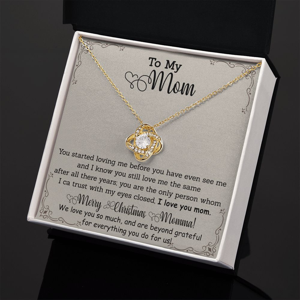To My Mom Necklace from Daughter Love Knot Necklace Mother Daughter Necklace Gifts For Mom Birthday Christmas Mothers Day Present To My Mom Jewelry Pendant Message Card Gift Box